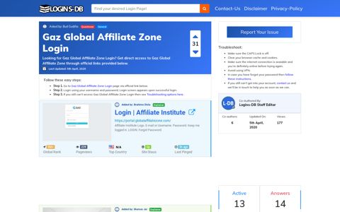Gaz Global Affiliate Zone Login - Logins-DB