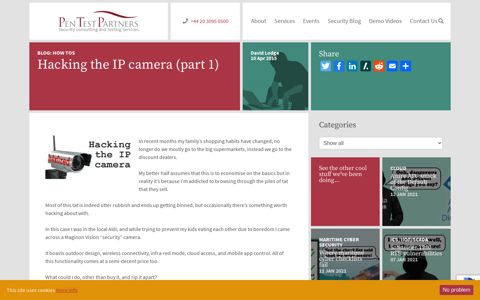 Hacking the IP camera (part 1) | Pen Test Partners