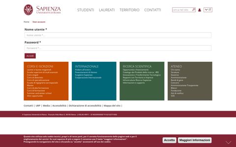 User account | Sapienza Università di Roma - La Sapienza