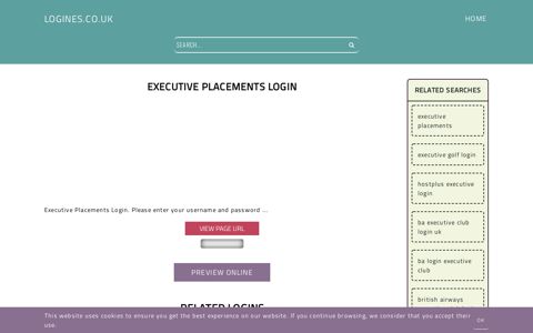 Executive Placements Login - General Information about Login