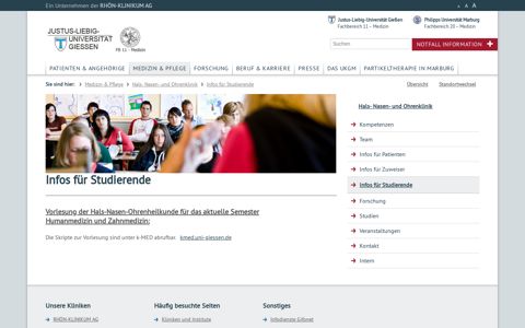 UKGM Gießen/Marburg - Infos für Studierende