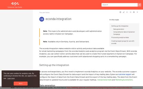 econda integration - Episerver User Guide