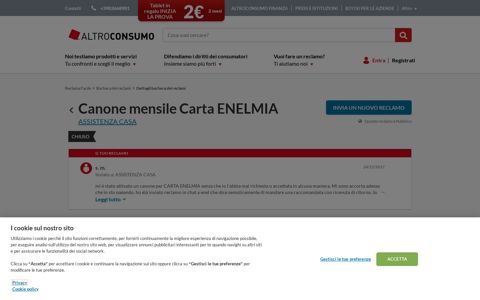 Canone mensile Carta ENELMIA - Reclamo contro ...