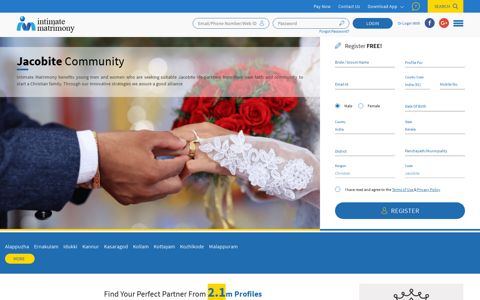 Free Jacobite matrimony for Kerala Brides and Grooms