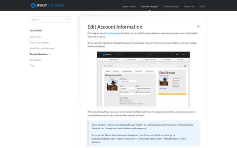 Edit Account Information - iFixit Support