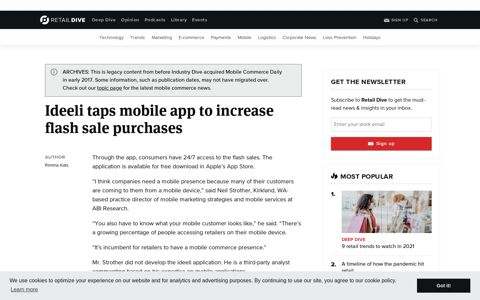 Ideeli taps mobile app to increase flash sale purchases ...