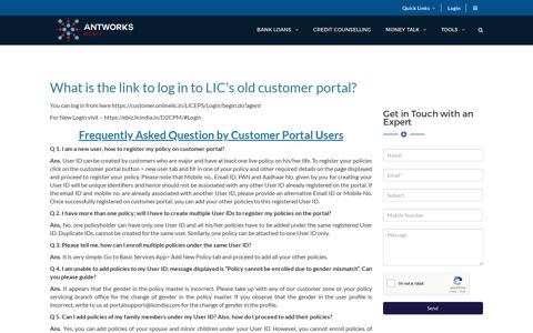 What is the link to log in to LIC's old customer portal?