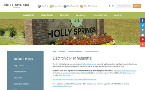 The City of Holly Springs has partnered with ePlan Solutions, Inc