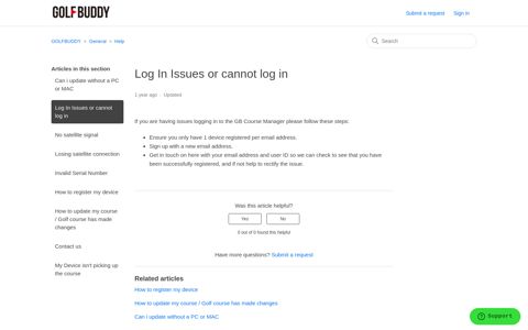 Log In Issues or cannot log in – GOLFBUDDY