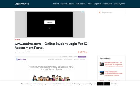 www.eadms.com - Online Student Login For IO Assessment ...