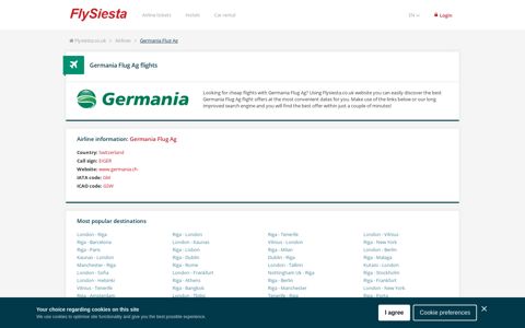 Germania Flug Ag Airlines | Flysiesta.co.uk