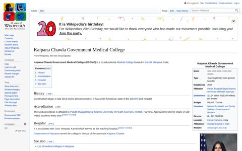 Kalpana Chawla Government Medical College - Wikipedia