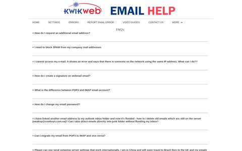 FAQ's | Email Help Support ... - Kwikwap Email Help Website