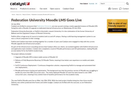 Federation University Moodle LMS Goes Live | Catalyst