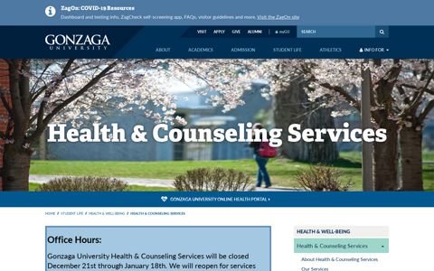 Health & Counseling Services | Gonzaga University