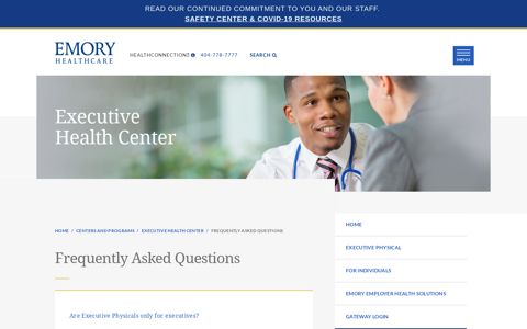 Frequently Asked Questions about Emory Executive Health