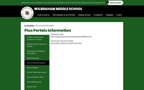 Plus Portals Information – For Families – Wilbraham Middle ...