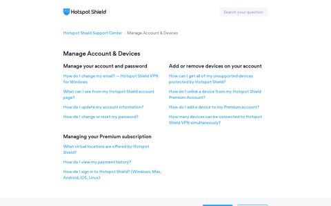 Manage Account & Devices – Hotspot Shield Support Center