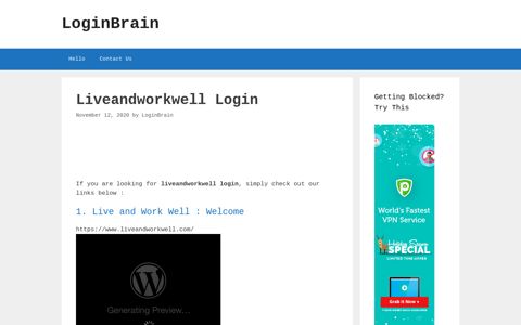 Liveandworkwell Live And Work Well : Welcome - LoginBrain