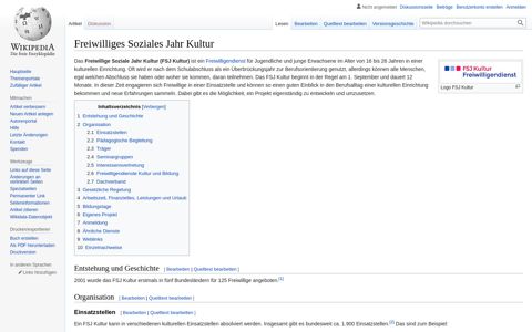 Freiwilliges Soziales Jahr Kultur – Wikipedia