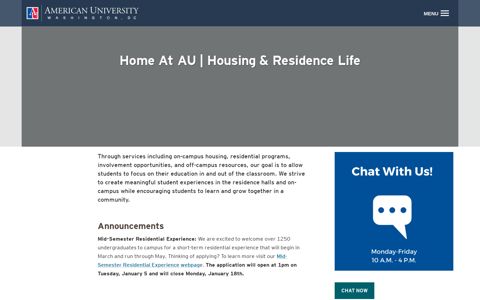 Home At AU | Housing & Residence Life - American University