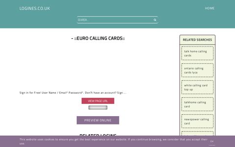 - ::Euro Calling Cards:: - General Information about Login