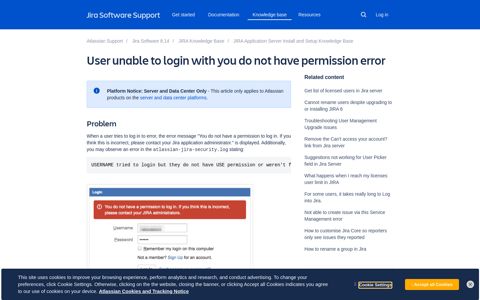 User unable to login with you do not have permission error | Jira