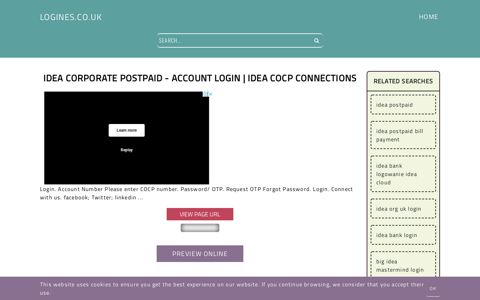 Idea Corporate Postpaid - Account Login | Idea COCP ...