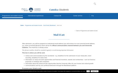 Mail iCatt | Università Cattolica del Sacro Cuore - Studenti ...