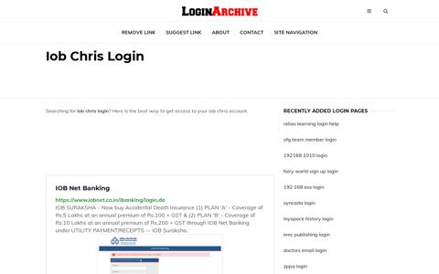 Iob Chris Login - Sign in to Your Account