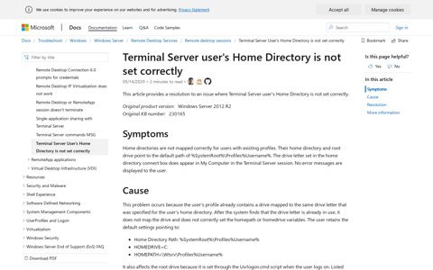 Terminal Server user's Home Directory is not set correctly ...