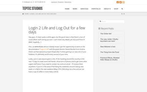 Login 2 Life and Log Out for a few days | Teptec Studios