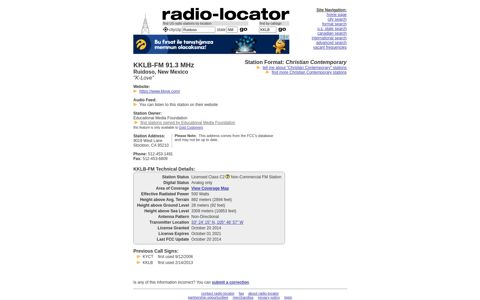 KKLB-FM 91.3 MHz - Ruidoso, NM - Radio-Locator.com