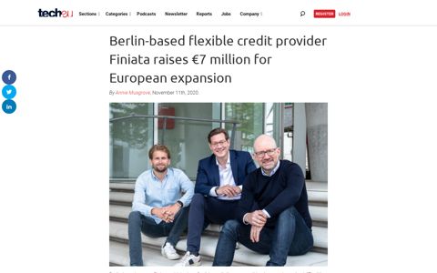 Berlin-based flexible credit provider Finiata raises €7 million ...