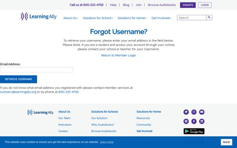 Forgot Username | LearningAlly.org