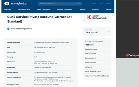 GLKB Service Private Account (Glarner Set Standard ...