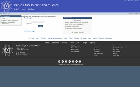 PUCTX Portal Login - Public Utility Commission of Texas