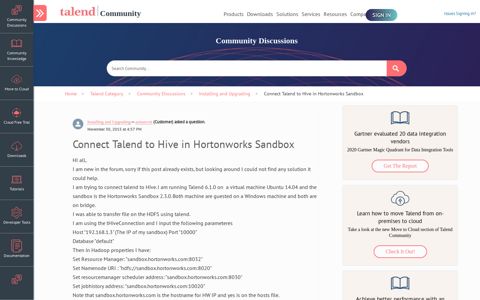 Connect Talend to Hive in Hortonworks Sandbox