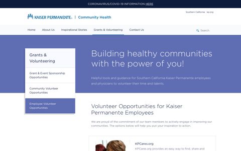 Volunteer Opportunities for Kaiser Permanente Employees
