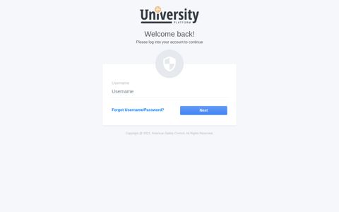 University Platform Login Page