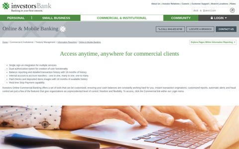 Commercial Online Banking - Investors Bank