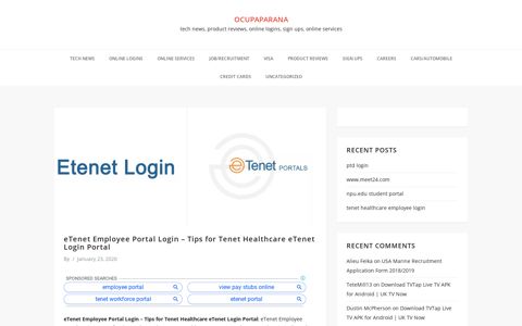 eTenet Employee Portal Login – Tenet Healthcare eTenet ...
