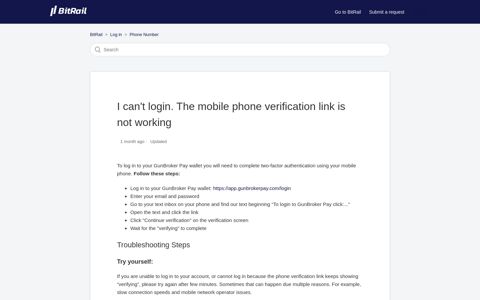 I can't login. The mobile phone verification link is not working ...