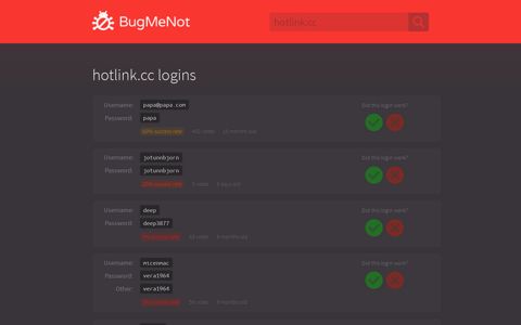 hotlink.cc passwords - BugMeNot