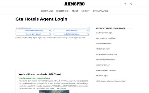 Gta Hotels Agent Login - AhmsPro.com