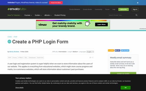 Create a PHP Login Form - Code Tuts - Envato Tuts+