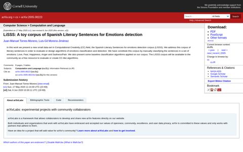 [2005.08223] LiSSS: A toy corpus of Spanish Literary ... - arXiv