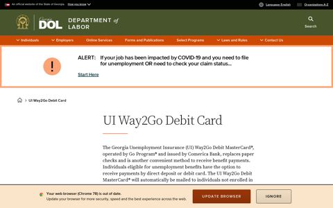UI Way2Go Debit Card | Georgia Department of Labor