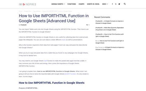 How to Use IMPORTHTML Function in Google Sheets ...
