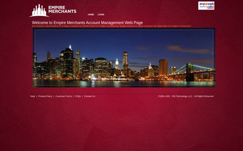 Empire Merchants Account Management Web Page